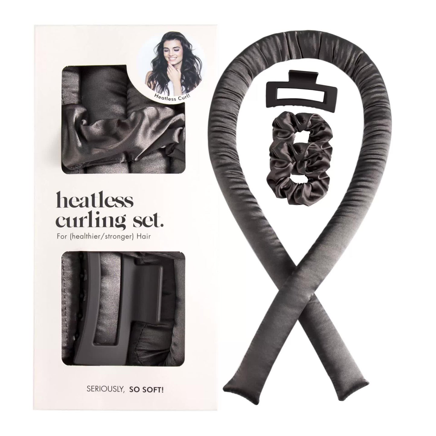 Heatless Hair Curling Set – Silk Ribbon with Scrunchie & Clip