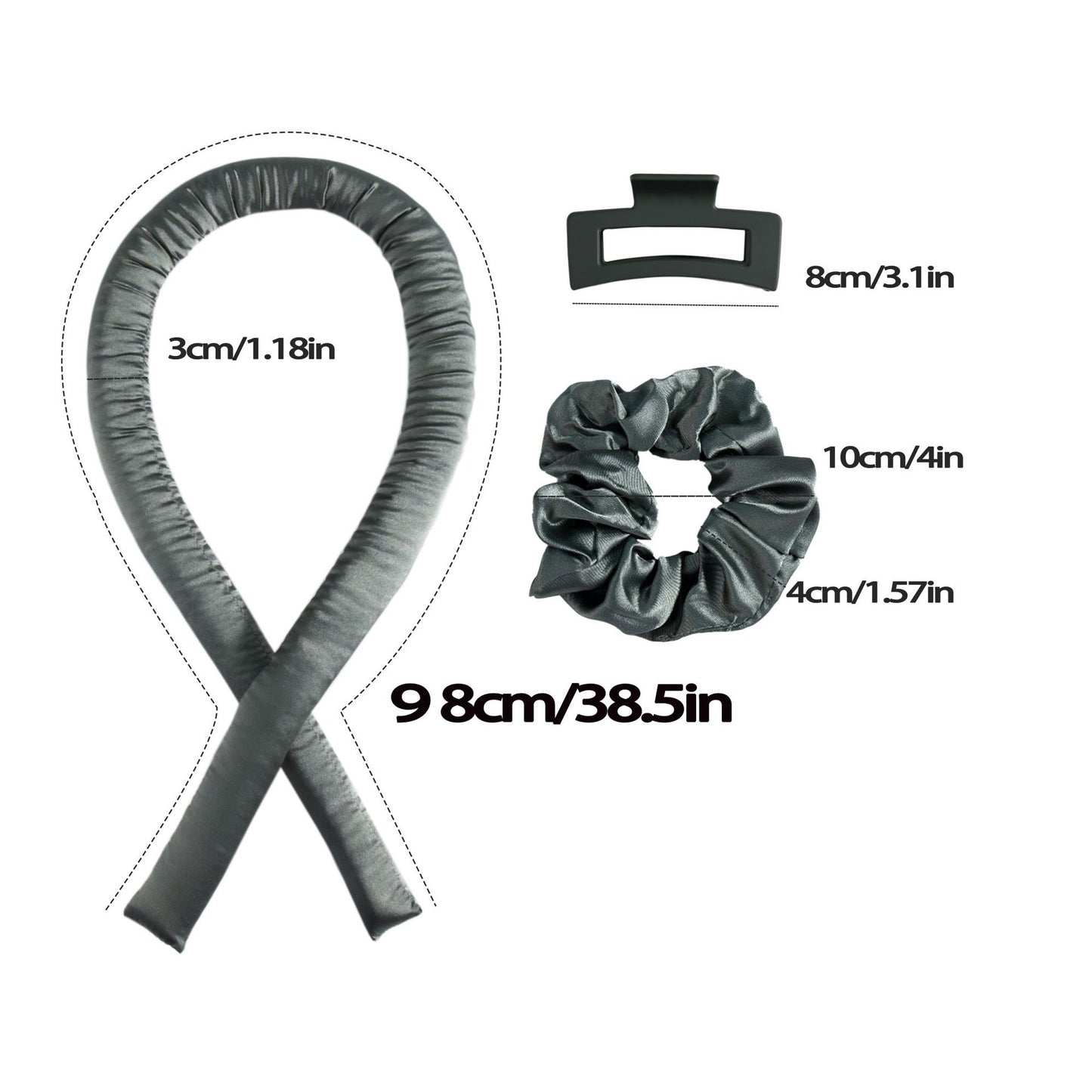 Heatless Hair Curling Set – Silk Ribbon with Scrunchie & Clip