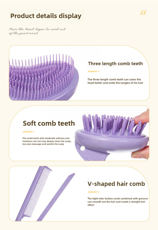 Eco-Friendly Wheat Straw Hair Care Set – Brush, Comb & Style
