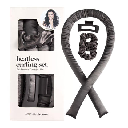 Heatless Hair Curling Set – Silk Ribbon with Scrunchie & Clip