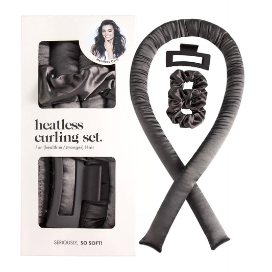 Heatless Hair Curling Set – Silk Ribbon with Scrunchie & Clip
