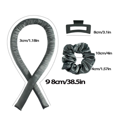 Heatless Hair Curling Set – Silk Ribbon with Scrunchie & Clip