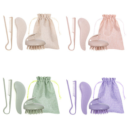 Eco-Friendly Wheat Straw Hair Care Set – Brush, Comb & Style
